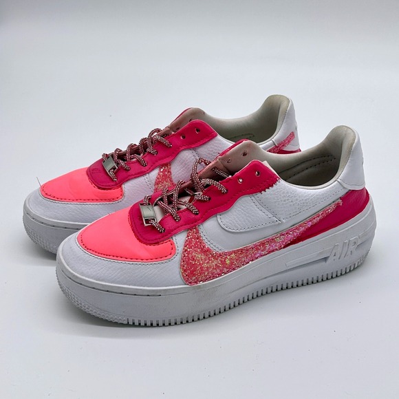 Nike Air Force 1 PLT.AF.ORM DJ9946-100 Custom Pink/White Women's 7.5 - Picture 1 of 13
